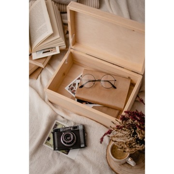 Pudełko Drewniane Skrzynka Z Wiekiem 30x20x14 cm