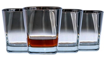 Szklanki do whisky metalizowane Ambition kwadratowe 300ml 4 szt