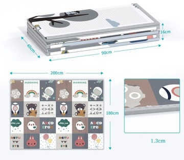 ОБРАЗОВАТЕЛЬНЫЙ КОВРИК ПЕННЫЙ, СКЛАДНОЙ ДЛЯ ДЕТЕЙ, Двусторонний, 200x180, ПЕНА XPE