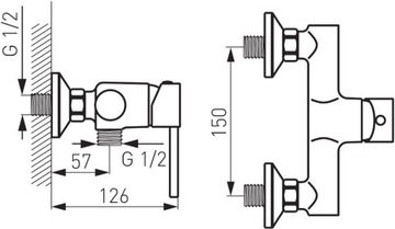 BATERIA PRYSZNICOWA ŚCIENNA CHROM FDESIGN FLUSSO