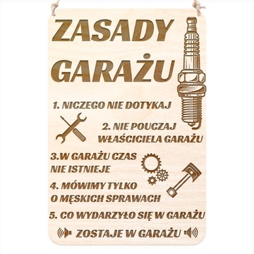 ZASADY GARAŻU TABLICZKA DREWNIANA URODZINY PREZENT