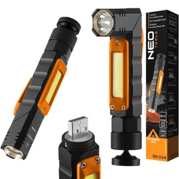 ФОНАРИК НЕО USB 2В1 300 лм CREE 5 ФУНКЦИЙ СВЕТА 99-034