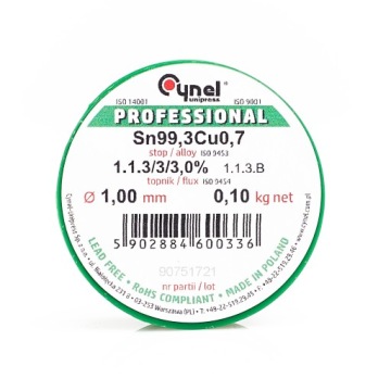 БЕССВИНЦОВОЕ ОЛОВО SN99.3CU0.7 1.00MM 100G