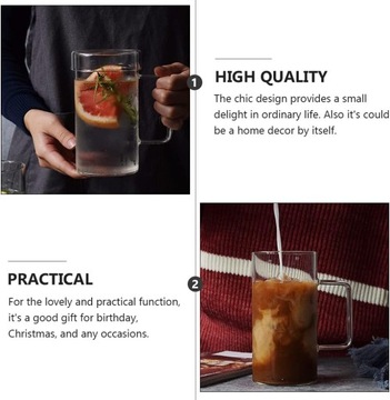 Стеклянные кофейные кружки 700 мл, термостойкая большая прозрачная кружка с ручкой для м