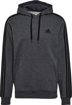 BLUZA MĘSKA ADIDAS ESSENTIALS FLEECE 3-STRIPES HOODIE CIEMNOSZARA r XL