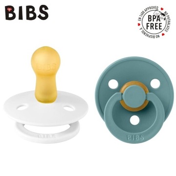 BIBS COLOR 2-PACK WHITE & ISLAND SEA M Резиновая успокаивающая соска из гевеи,