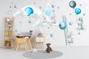 наклейки на стену для детей, кролики на стену