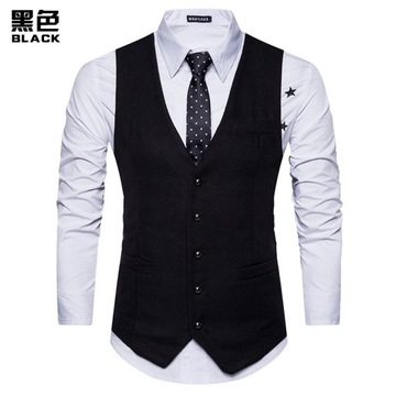 New Slim fitting Man Suit Vest Men's Woolen Vest C
