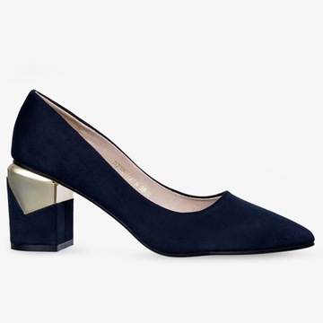 CZÓŁENKA BUTY DAMSKIE WYGODNE OZDOBNY OBCAS SŁUPEK WKŁADKA SKÓRA SZPIC r 38