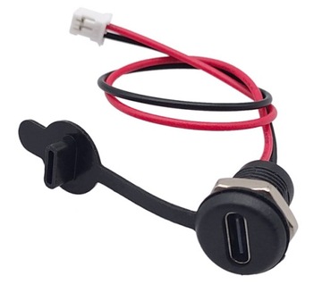 Gniazdo USB C panelowe tablicowe czarne PH2.0 2pin