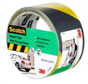 SCOTCH Taśma ostrzegawcza żółto-czarna 33m x50mm