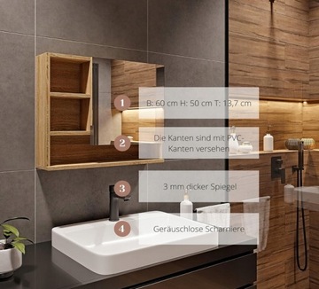 Шкаф для ванной комнаты с зеркалом, полками и светодиодной подсветкой Better Home