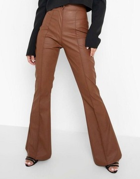 BOOHOO BRĄZOWE SPODNIE IMITACJA SKÓRY GO6 NG6__XL