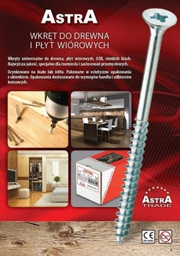 ASTRA Шуруп по дереву Белый оцинкованный 4x20 1000 шт.