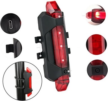 LAMPKA ROWEROWA LED ZESTAW TYŁ PRZÓD USB NA ROWER OŚWIETLENIE ROWEROWE LED