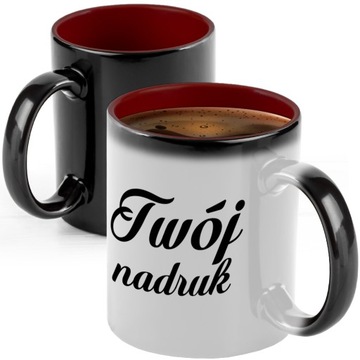 KUBEK MAGICZNY Z TWOIM NADRUKIEM BORDOWE WNĘTRZE
