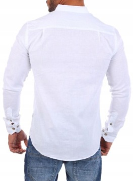 Хлопковая мужская повседневная рубашка с воротником-стойкой