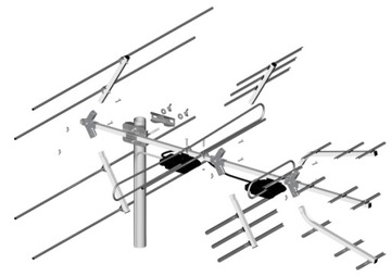 Трехзначная комбинированная дипольная антенна UHF VHF H/V DVB-T2