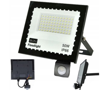 HALOGEN NAŚWIETLACZ LED IP66 MOCNA LAMPKA LAMPA 50W Z CZUJNIKIEM RUCHU 230V