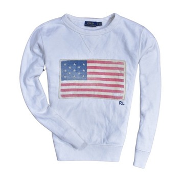 RALPH LAUREN Biała Bluza z Flagą USA Damska XS