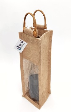 Декоративный джутовый мешок для вина, подарок из эко джута.