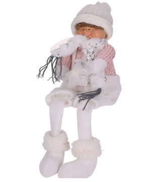 ZIMOWA DZIEWCZYNKA Z GWIAZDKĄ LED FIGURKA SIEDZĄCA 46cm