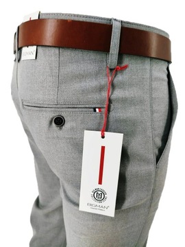МУЖСКИЕ СЕРЫЕ ЭЛЕГАНТНЫЕ БРЮКИ ЧИНОС R2346 W38 ТАЛИЯ: 96-98 СМ