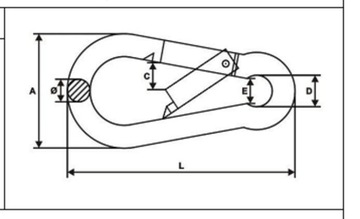 КАРАБИН для пожарных веревок КАРАБИН 10 х 100 мм
