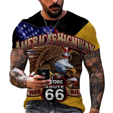 MĘSKA KOSZULKA T-SHIRT Z NADRUKIEM 3D ROUT 3XL