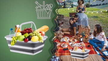 Корзина силиконовая, складная, с ручками, большая вместимость, 16л, для кемпинга, для покупок