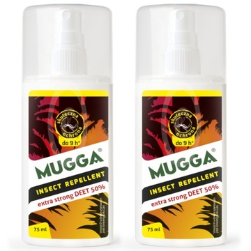 2X SPRAY NA KOMARY KLESZCZE MUGGA STRONG 50% DEET