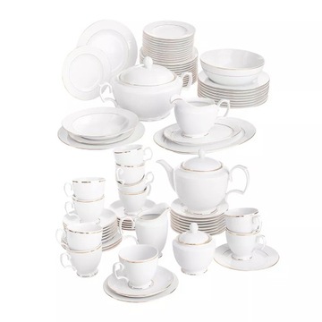 Serwis obiadowo-kawowy porcelana MariaPaula Złota Linia 80 el.