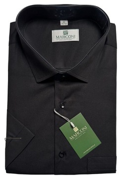 DUŻA MĘSKA KOSZULA ELEGANCKA CZARNA KRÓTKI RĘKAW 7XL MARCONI 188-194/53