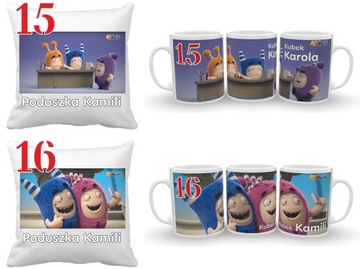 ODDBODS ZESTAW PODUSZKA+KUBEK+IMIĘ DUŻO WZORÓW
