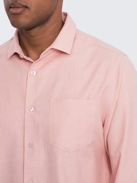 Pánska košeľa s vreckom REGULAR FIT ružová V5 OM-SHCS-0148 S
