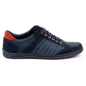 Мужские туфли из натуральной кожи, на шнуровке POLISH 236K, темно-синие 46