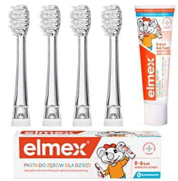 Końcówki przeznaczone do szczoteczki Nano Denti od roku do 5 lat + Elmex 0+