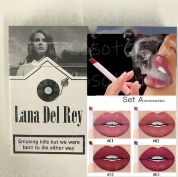 4 Lana del rey Matte Cigarette Lipstick Set Tube