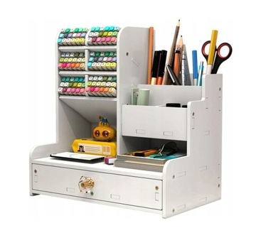 STYLOWY DREWNIANY ORGANIZER BIURKO WIELOFUNKCYJNY