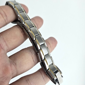 Мужской магнитный браслет здоровья СЕРЕБРЯНЫЙ ЗОЛОТОЙ 22см Подарок Универсальный