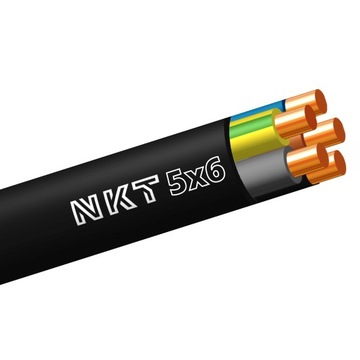 Przewód KABEL Ziemny YKY 5x6 NKT 0,6/1 kV NA METRY CENA za 1m