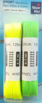 Sznurówki do butów 120cm SZNUROWADŁA długie 2 pary NEON zielone
