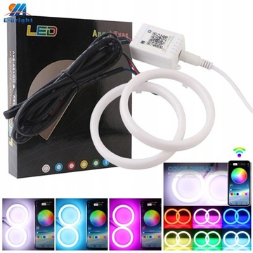 2PCS Angel Eyes Bluetooth APP RGB White Red Halo