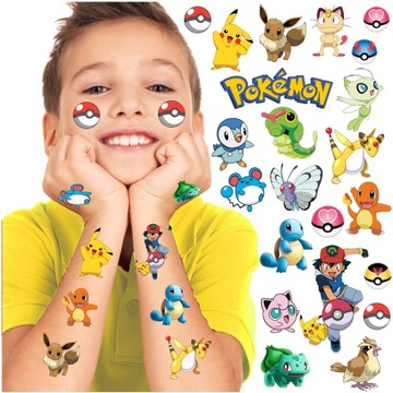 TATUAŻE DLA DZIECI POKEMONY TYMCZASOWE ZMYWALNE