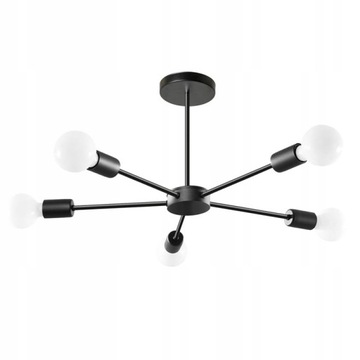 LAMPA WISZĄCA SUFITOWA CZARNA 5 RAMION PARADISE APP1024