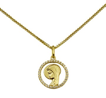 Złoty Łańcuszek Damski Lisi Ogon z Medalikiem pr 585 Grawer Gratis