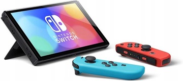 Nintendo SWITCH 64 ГБ Oled Neon + игры + стекло + чехол + 2 руля + 2 ручки