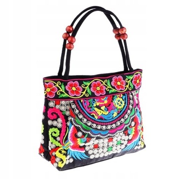 Torebka damska Vintage Boho Flower Totes Haftowana
