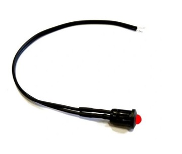 Dioda (kontrolka) LED 5mm 12V czerwona z przewodem + oprawka