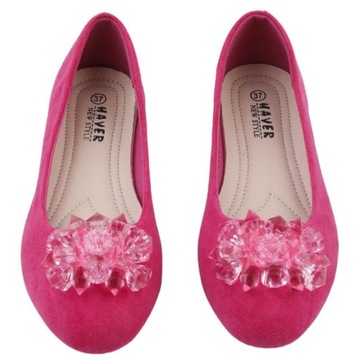 RÓŻOWE BALERINKI DAMSKIE WSUWANE PŁASKIE Z KOKARDĄ GŁADKIE WKŁ.EKOSKÓRA